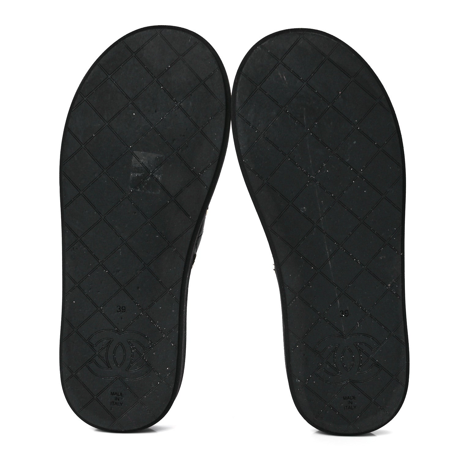 Chanel Lambskin Quilted Padded Charms Thong Sandals 39 Black 5 of 7