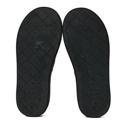 Chanel Lambskin Quilted Padded Charms Thong Sandals 39 Black 5 of 7