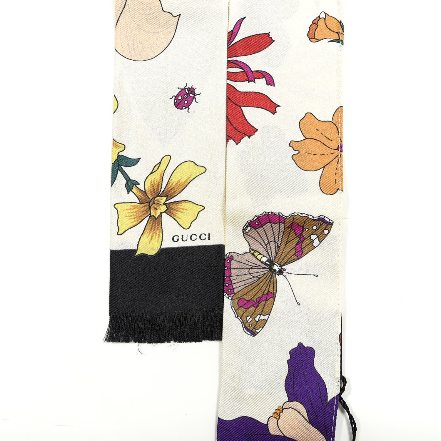 Gucci Silk Twill Flora Neck Bow White Multicolor 2 of 5