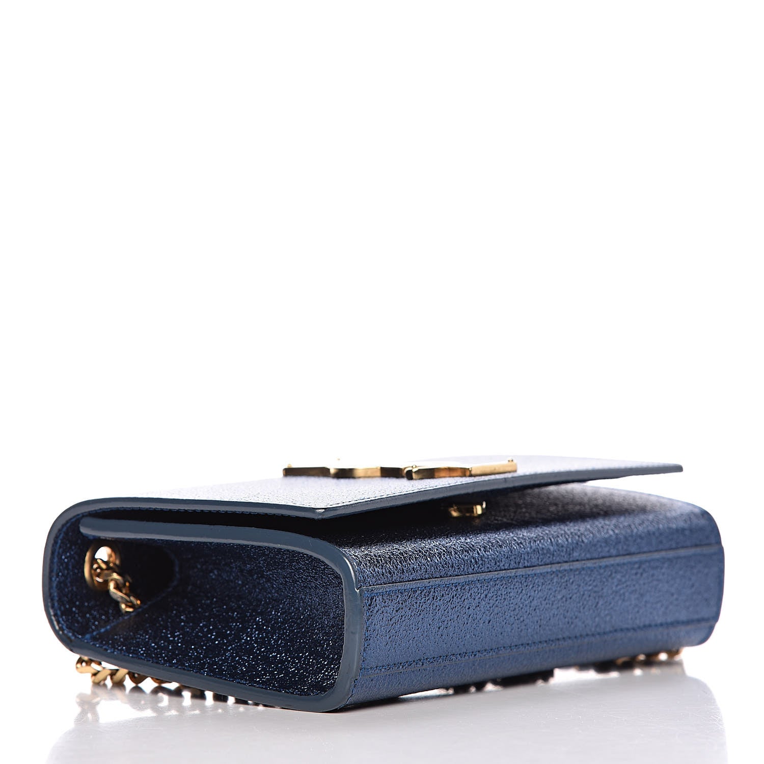 Saint Laurent Metallic Calfskin Small Monogram Kate Satchel Navy 4 of 11