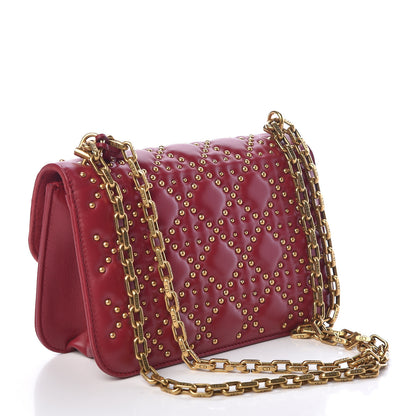 Christian Dior Lambskin Cannage Studded Small Dioraddict Flap Bag Red 3 of 11
