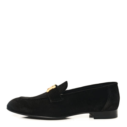Hermes Velvet Womens Paris Loafers 39 Black 1 of 11