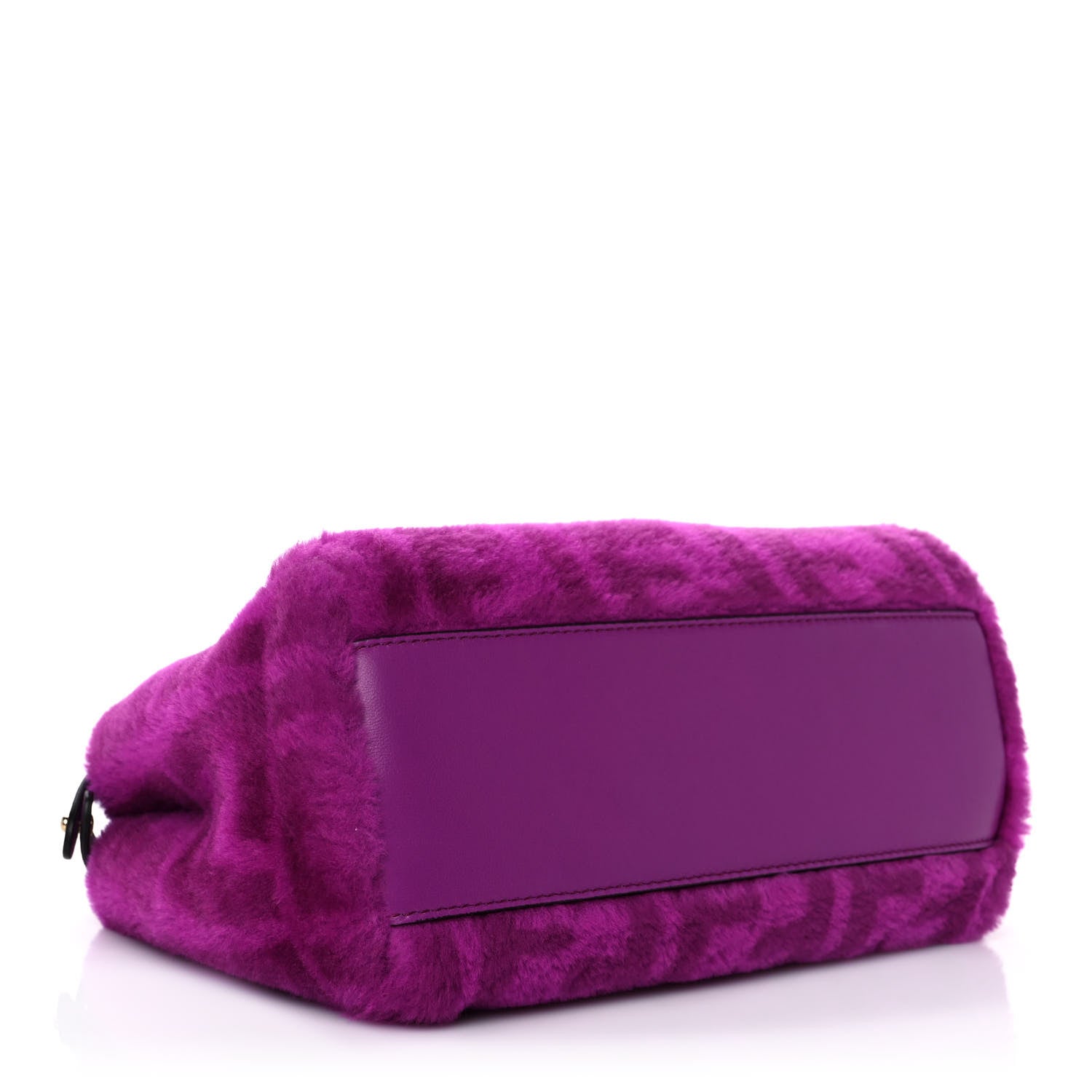 Fendi Shearling Nappa Macro FF 1974 Mini Peekaboo Iconic Satchel Bouganville Magenta Lilac 3 of 12
