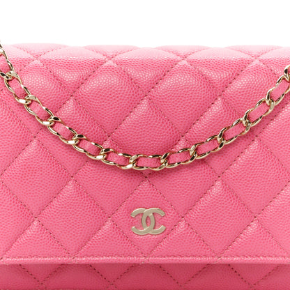 Chanel Caviar Quilted Wallet on Chain WOC Pink 9 of 11