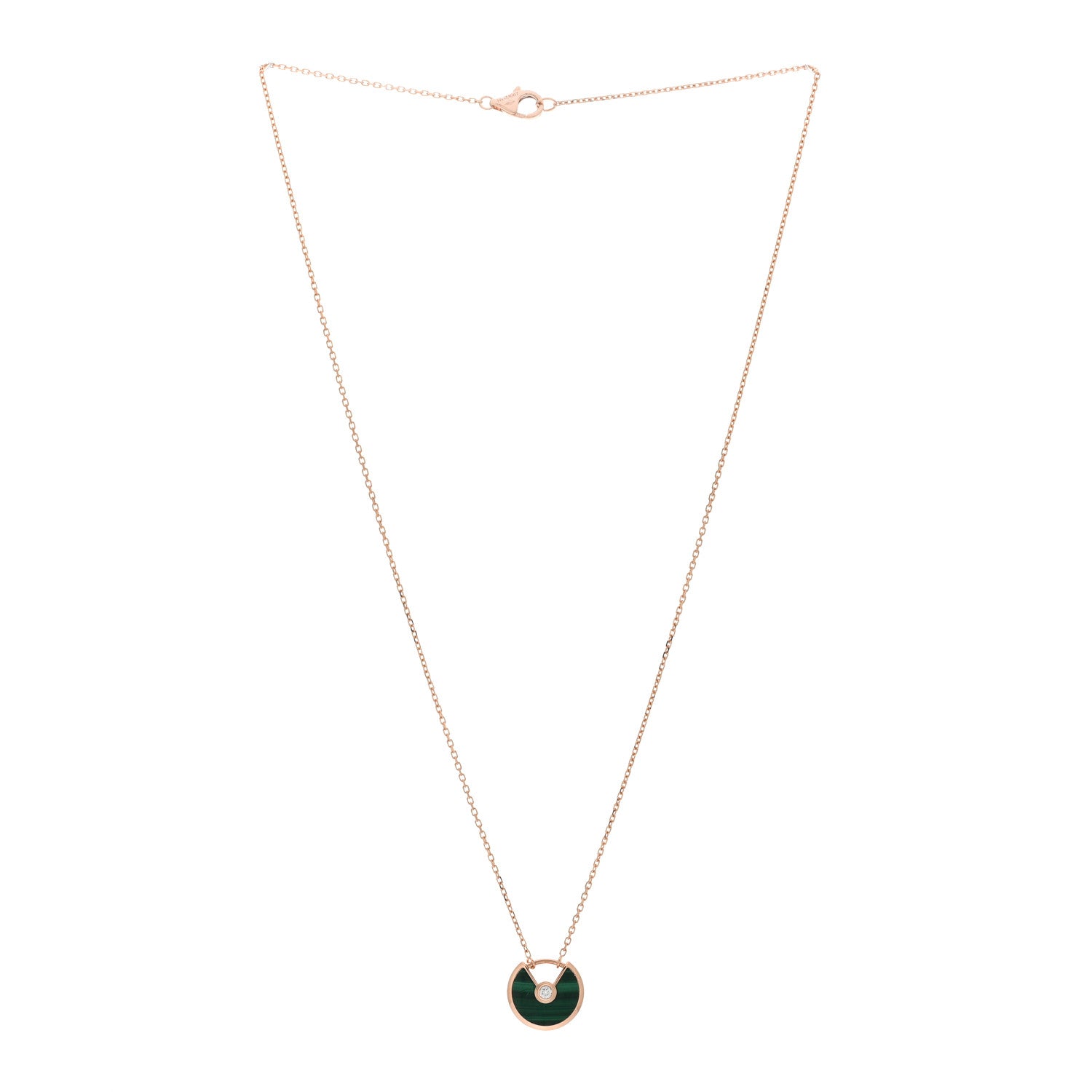 Cartier 18K Pink Gold Diamond Malachite XS Amulette de Cartier Pendant Necklace 3 of 5