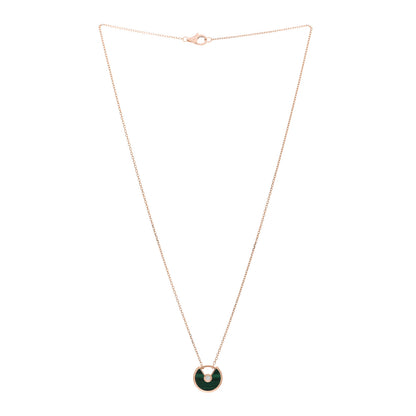 Cartier 18K Pink Gold Diamond Malachite XS Amulette de Cartier Pendant Necklace 3 of 5