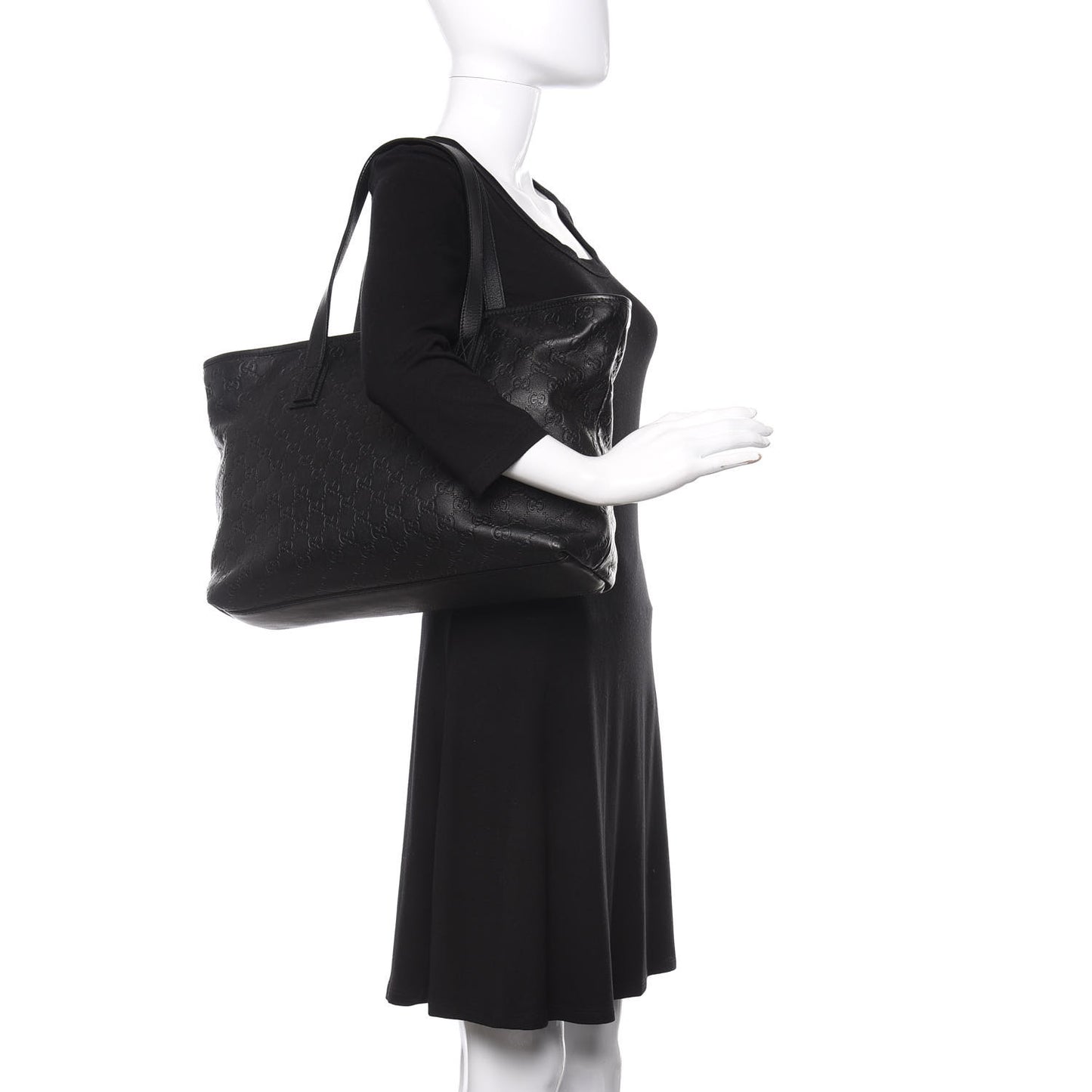 Guccissima Medium Zippered Shopping Tote Black
