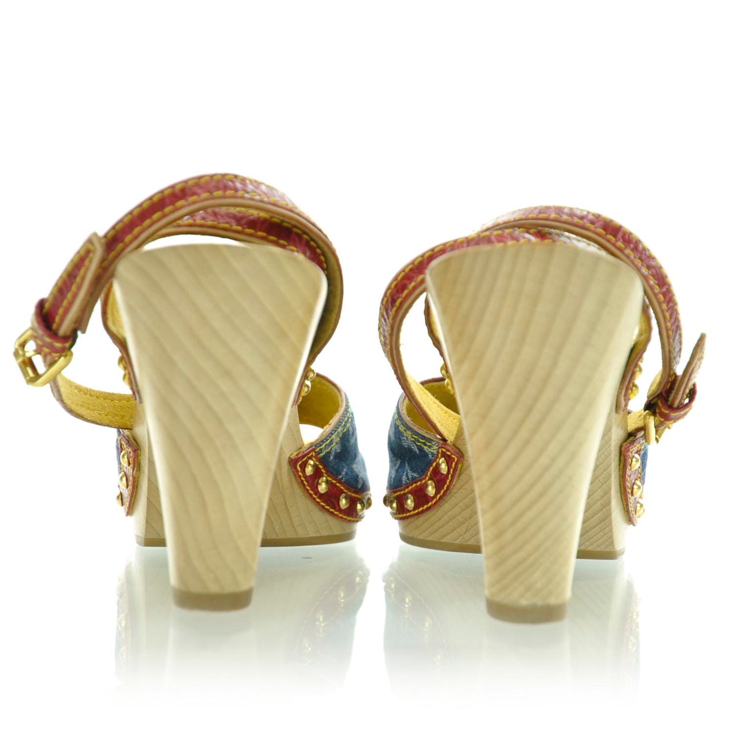Monogram Denim Sandal Wooden Heels 35.5