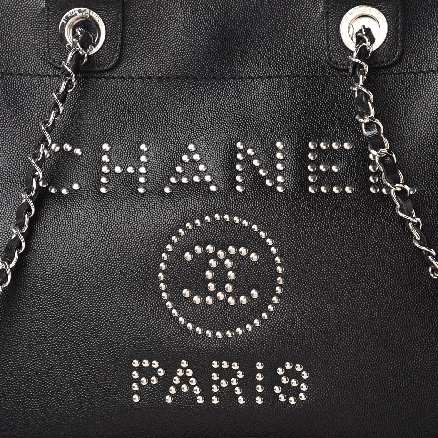 Caviar Small Studded Deauville Tote Black