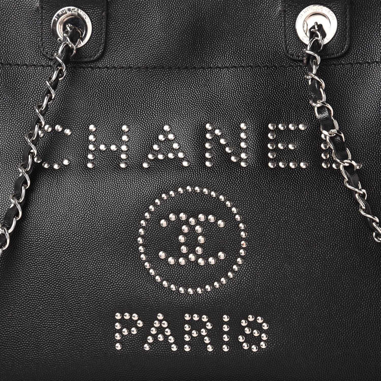 Chanel Caviar Small Studded Deauville Tote Black 9 of 9
