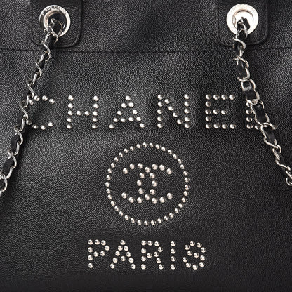 Chanel Caviar Small Studded Deauville Tote Black 9 of 9
