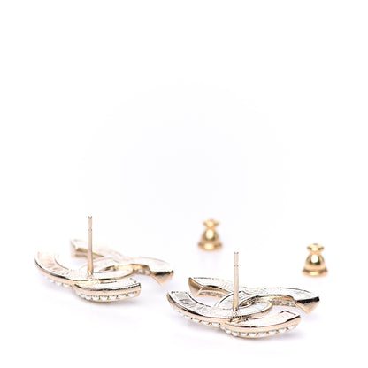 Chanel Crystal Pearl CC Earrings Gold 4 of 5