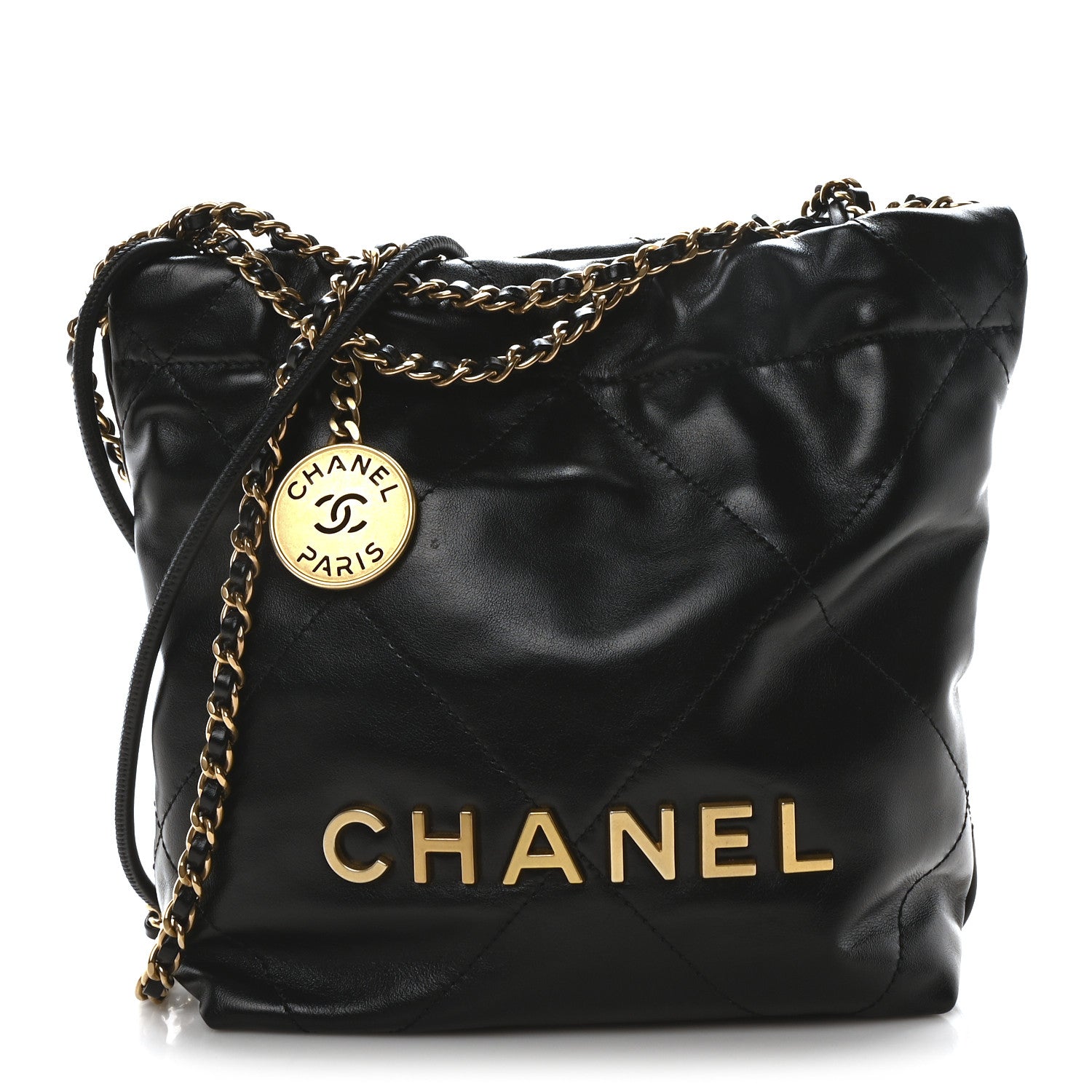 Chanel Shiny Calfskin Quilted Mini Chanel 22 Black 1 of 11