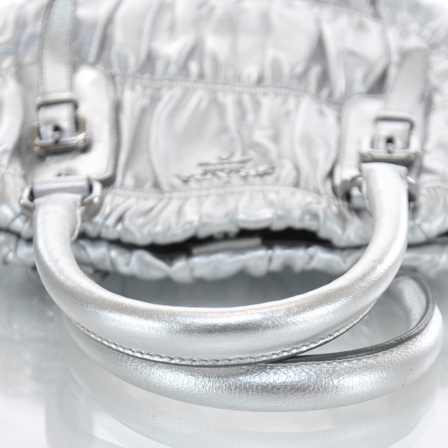 Nappa Dressy Gaufre Frame Tote Argento