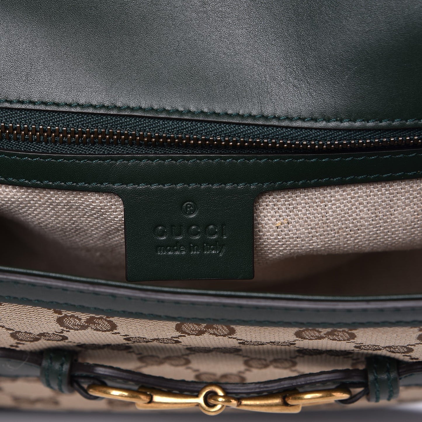 Monogram Calfskin Medium Lady Web Shoulder Bag Beige Green