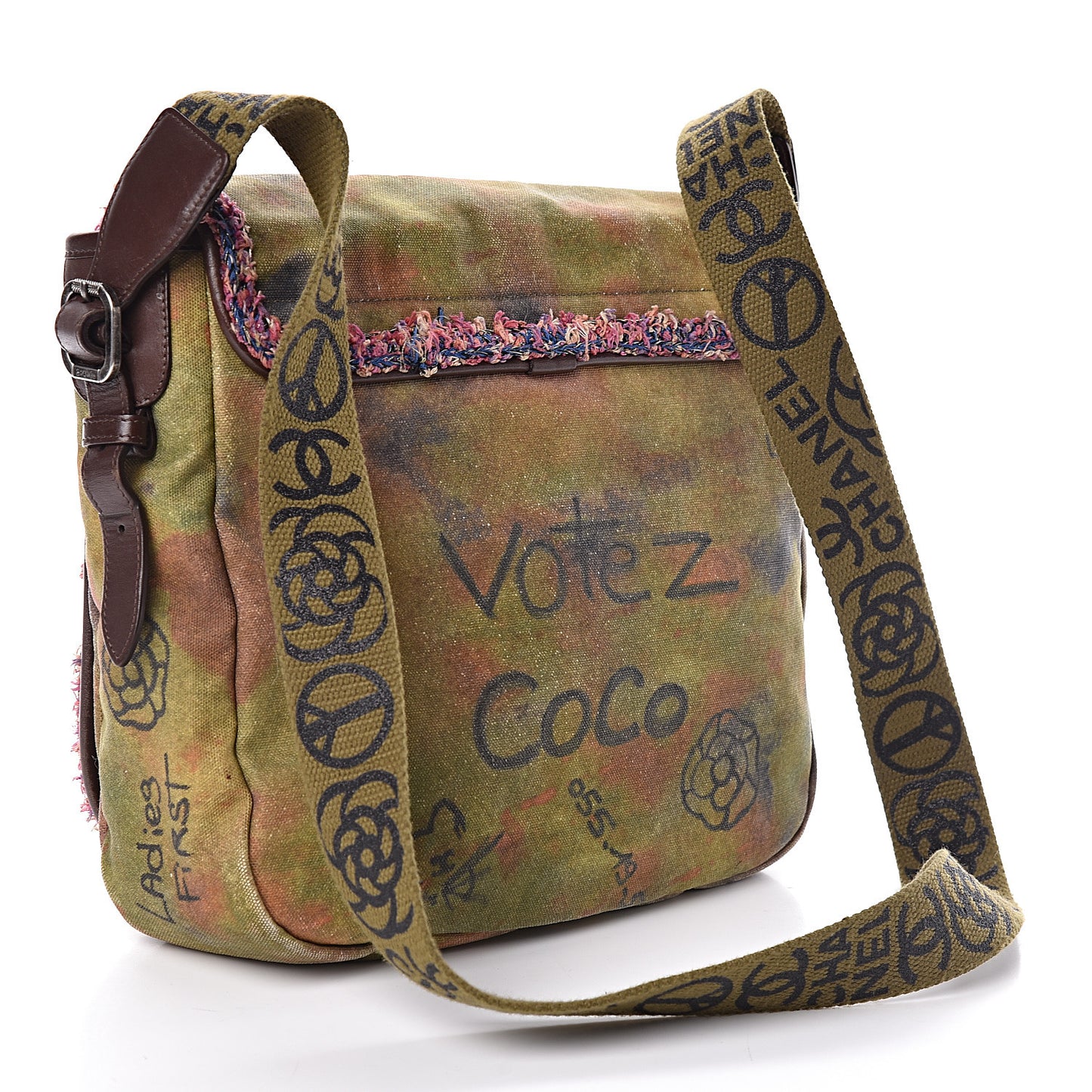 Washed Toile Graffiti On The Pavements Messenger Khaki Multicolor