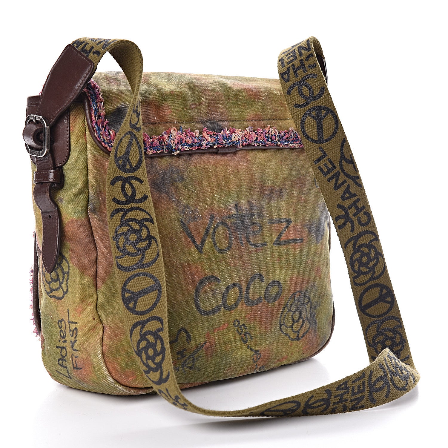 Chanel Washed Toile Graffiti On The Pavements Messenger Khaki Multicolor 3 of 11