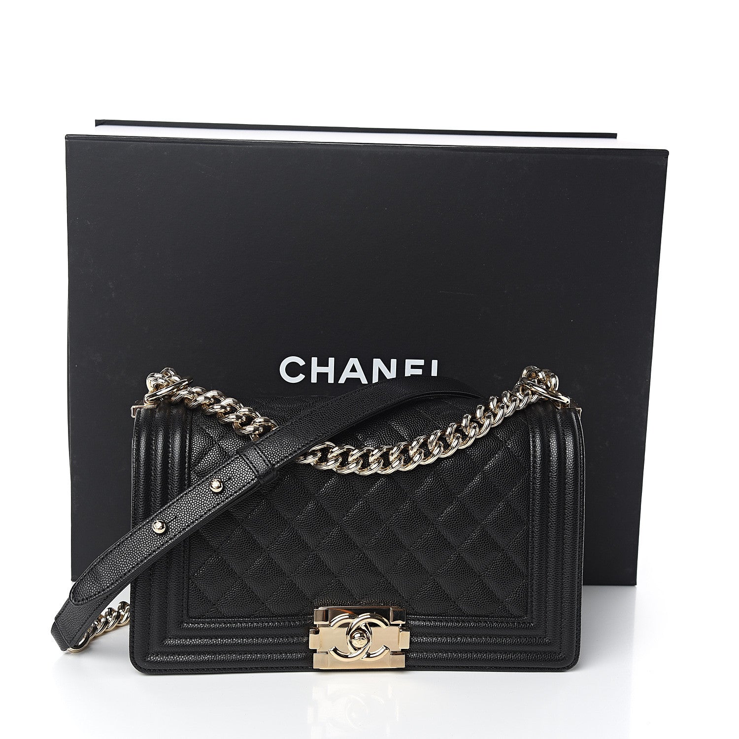 Chanel Caviar Quilted Medium Boy Flap Black 11 of 11