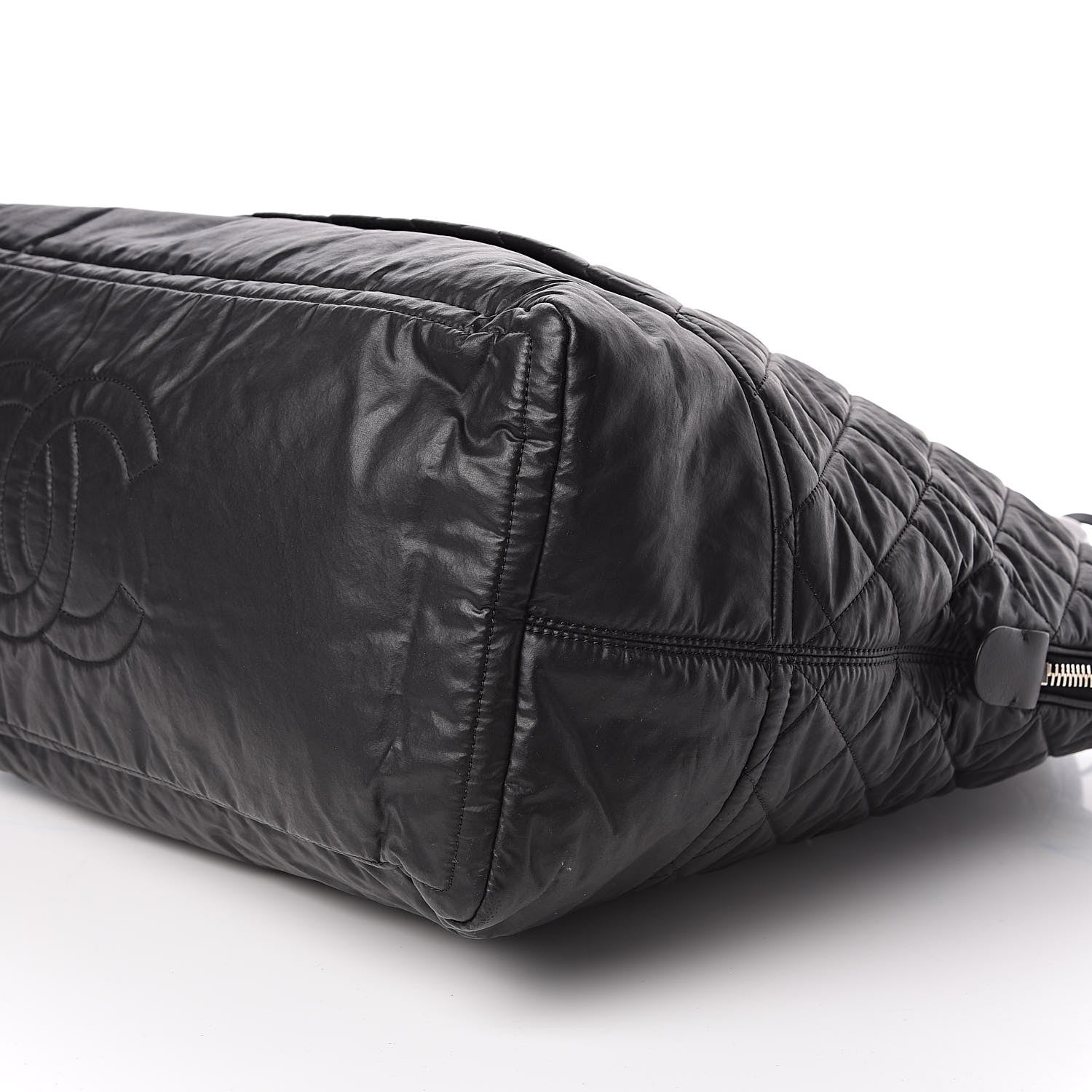 Chanel Coated Canvas Quilted Large Garment Travel Bag Black 9 of 10