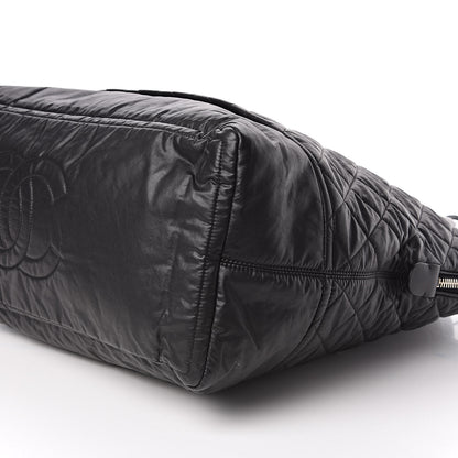 Chanel Coated Canvas Quilted Large Garment Travel Bag Black 9 of 10