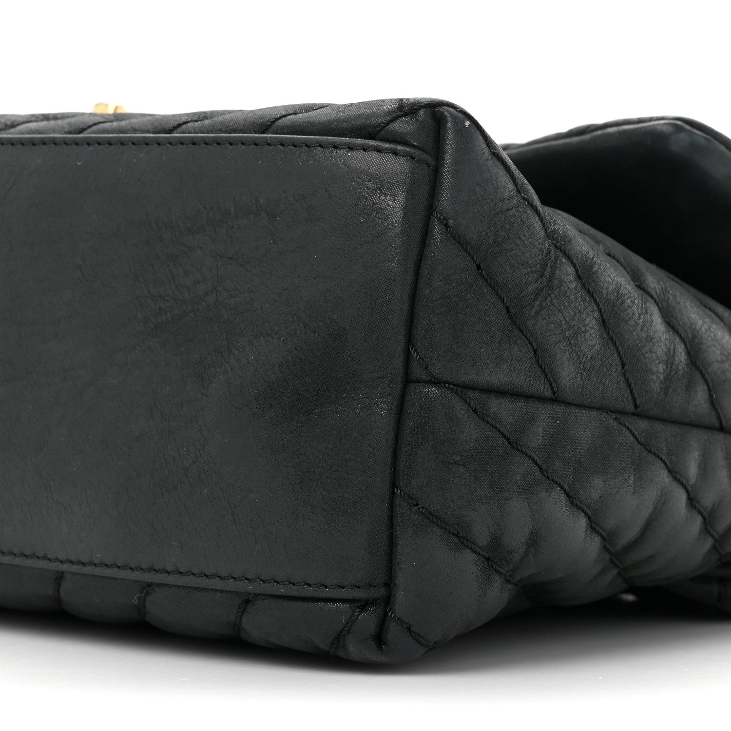 Chanel Iridescent Calfskin Surpique Chevron Large Flap Black 9 of 16