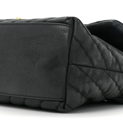 Chanel Iridescent Calfskin Surpique Chevron Large Flap Black 9 of 16
