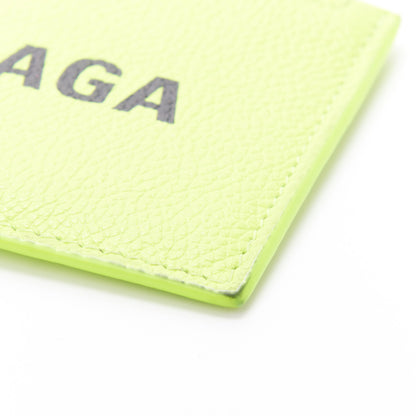 Balenciaga Grained Calfskin Logo Cash Coin Card Holder On Keychain Fluo Yellow Black 10 of 10