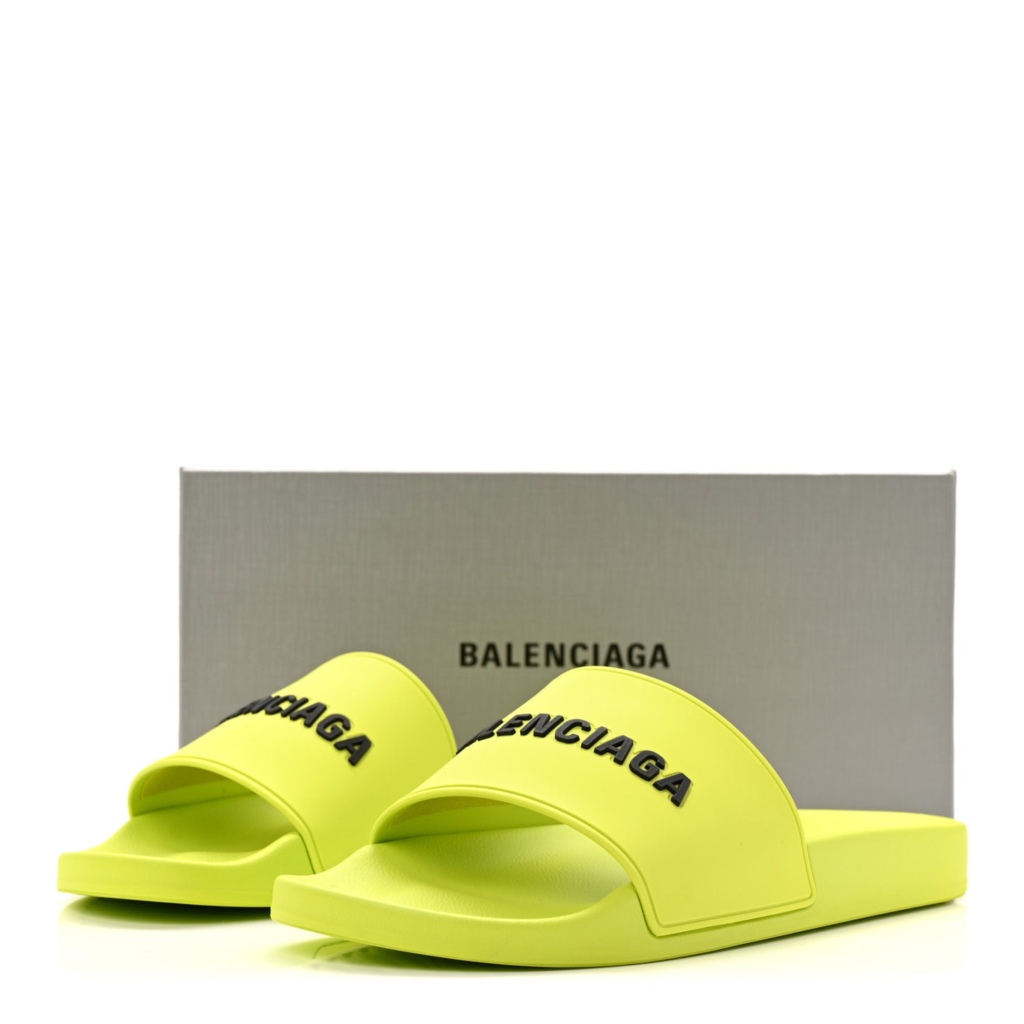 Rubber Mens Logo Pool Slide Sandals 44 Fluo Yellow