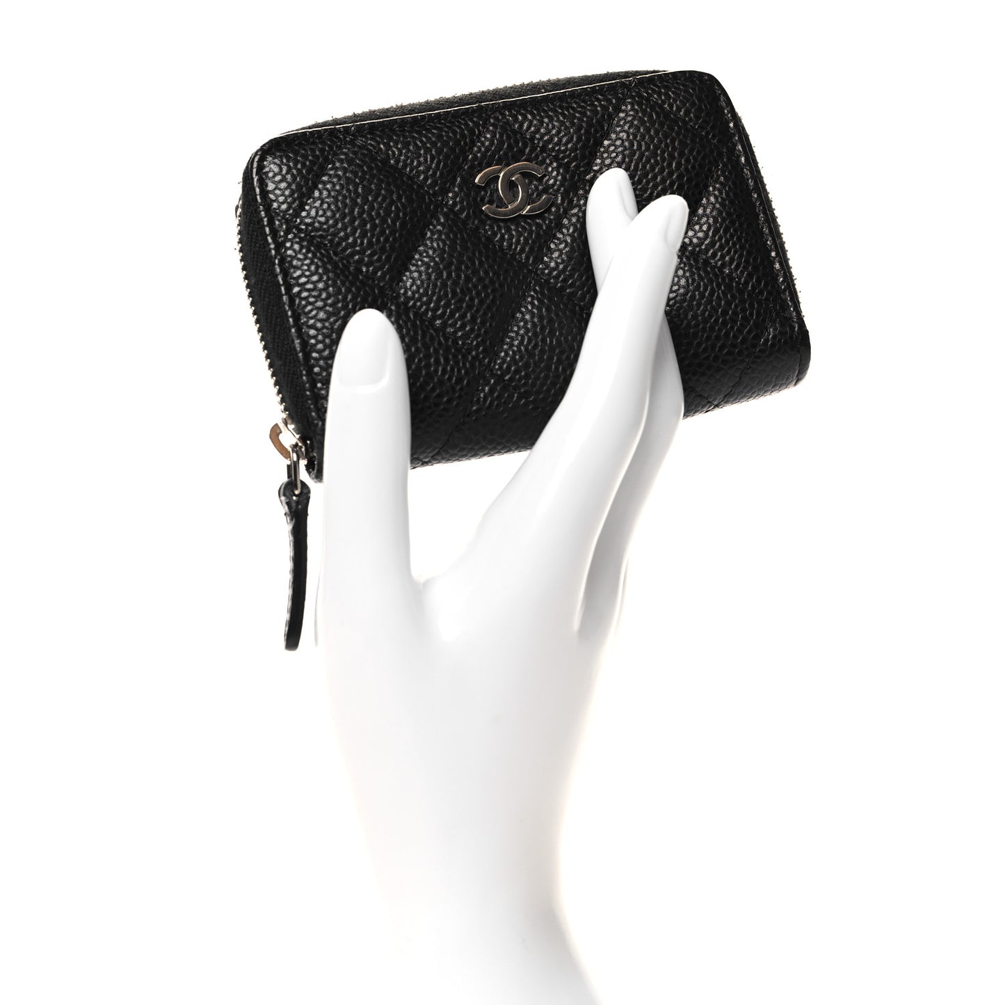 Caviar Quilted Zip Coin Purse Black