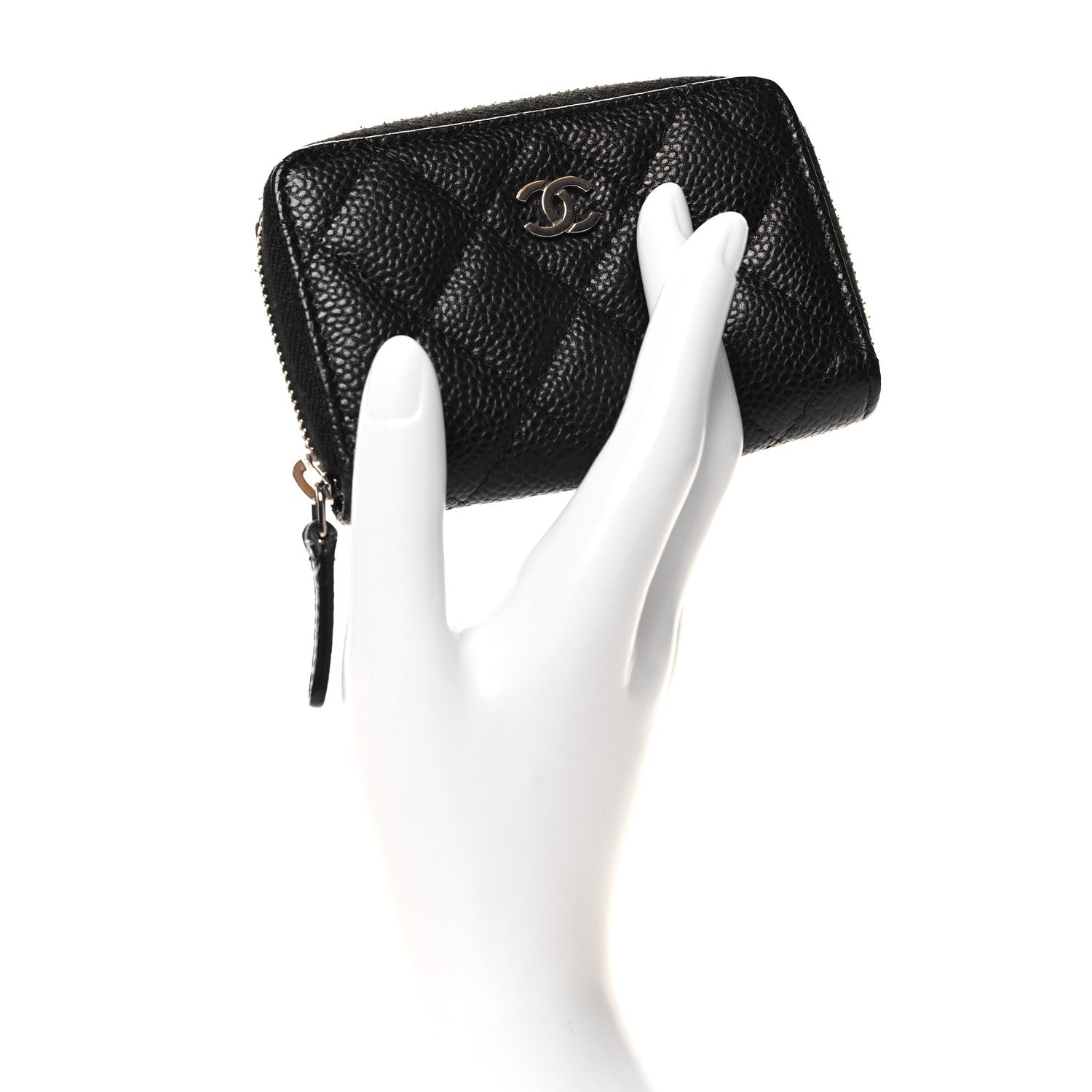 Chanel Caviar Quilted Zip Coin Purse Black 2 of 8