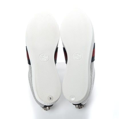 Gucci Glitter Fabric Studded Web Sneakers 36 Silver 5 of 8