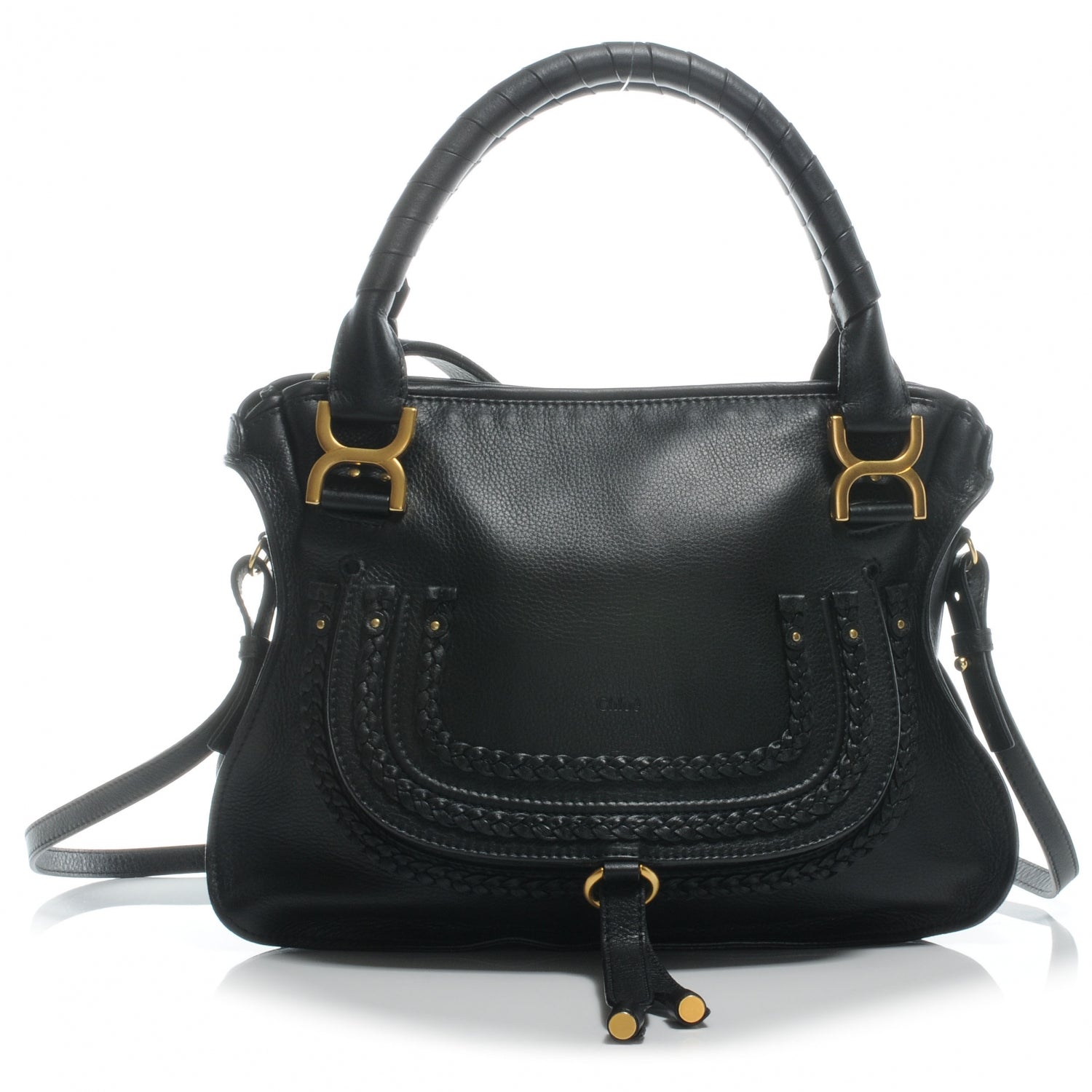 Chloe Calfskin Braided Medium Marcie Satchel Black 1 of 9