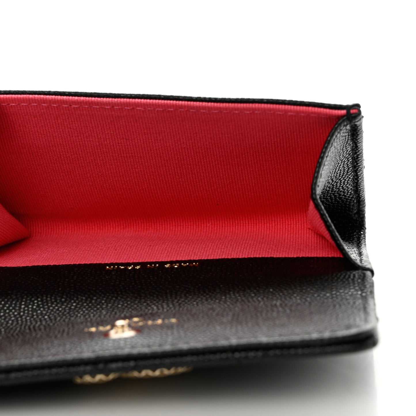 Caviar Metal Perforated Quilted CC Flap Card Holder Black