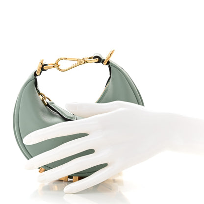 Fendi Vitello Grace New Matte Nano Fendigraphy Hobo Charm Menta 2 of 10