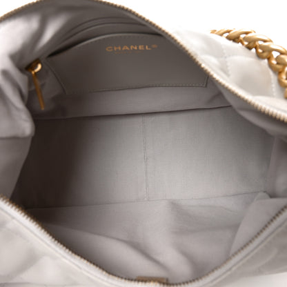 Chanel Shiny Lambskin Quilted Large Trendy Pockets Hobo Light Grey 4 of 9