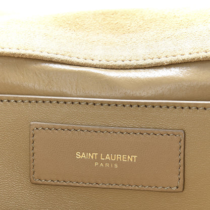 Saint Laurent Suede Studded Diagonal Clutch Beige 6 of 7