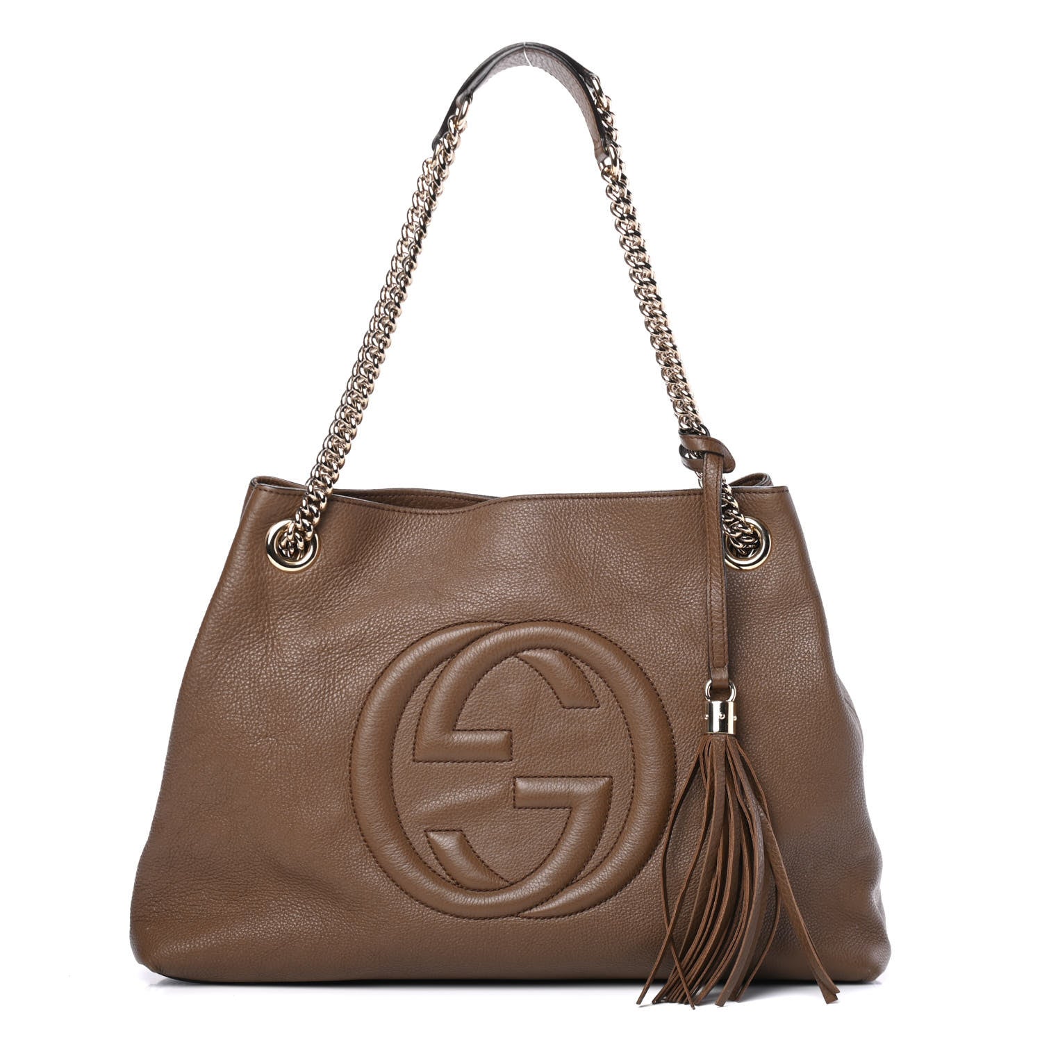 Gucci Pebbled Calfskin Medium Soho Chain Shoulder Bag Maple Brown 1 of 4