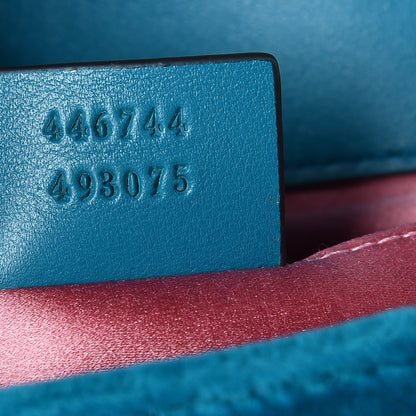 Gucci Velvet Matelasse Mini GG Marmont Shoulder Bag Pavone Cyan 7 of 9