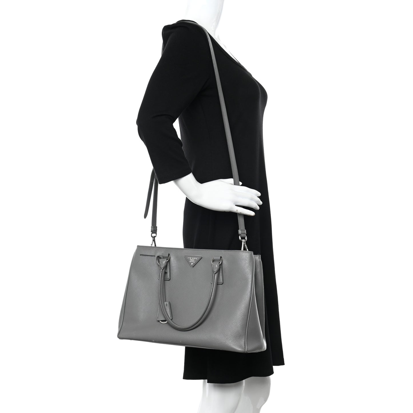 Saffiano Medium Galleria Double Zip Tote Marmo