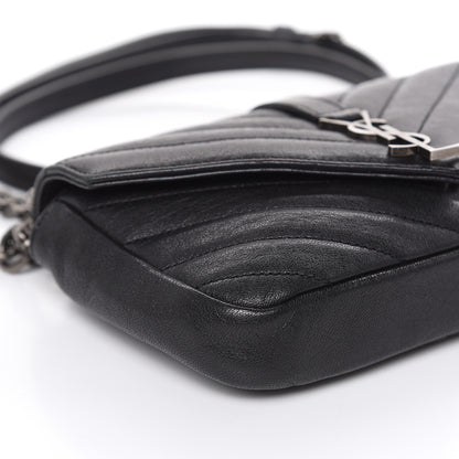 Saint Laurent Sheepskin Matelasse Chevron Monogram College Chain Wallet Black 7 of 10