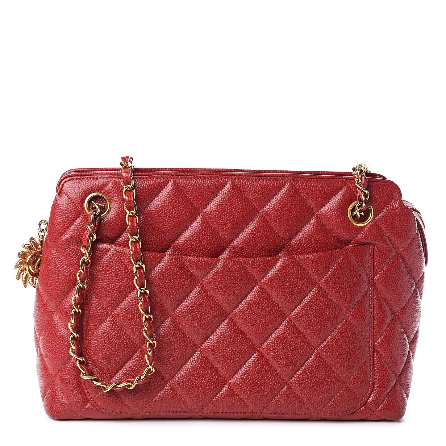 Caviar Quilted Sun Medallion Shoulder Bag Red