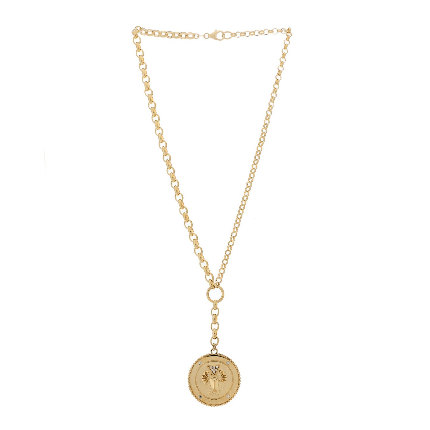18K Yellow Gold Diamond Protection Large Mixed Belcher Extension Chain Necklace
