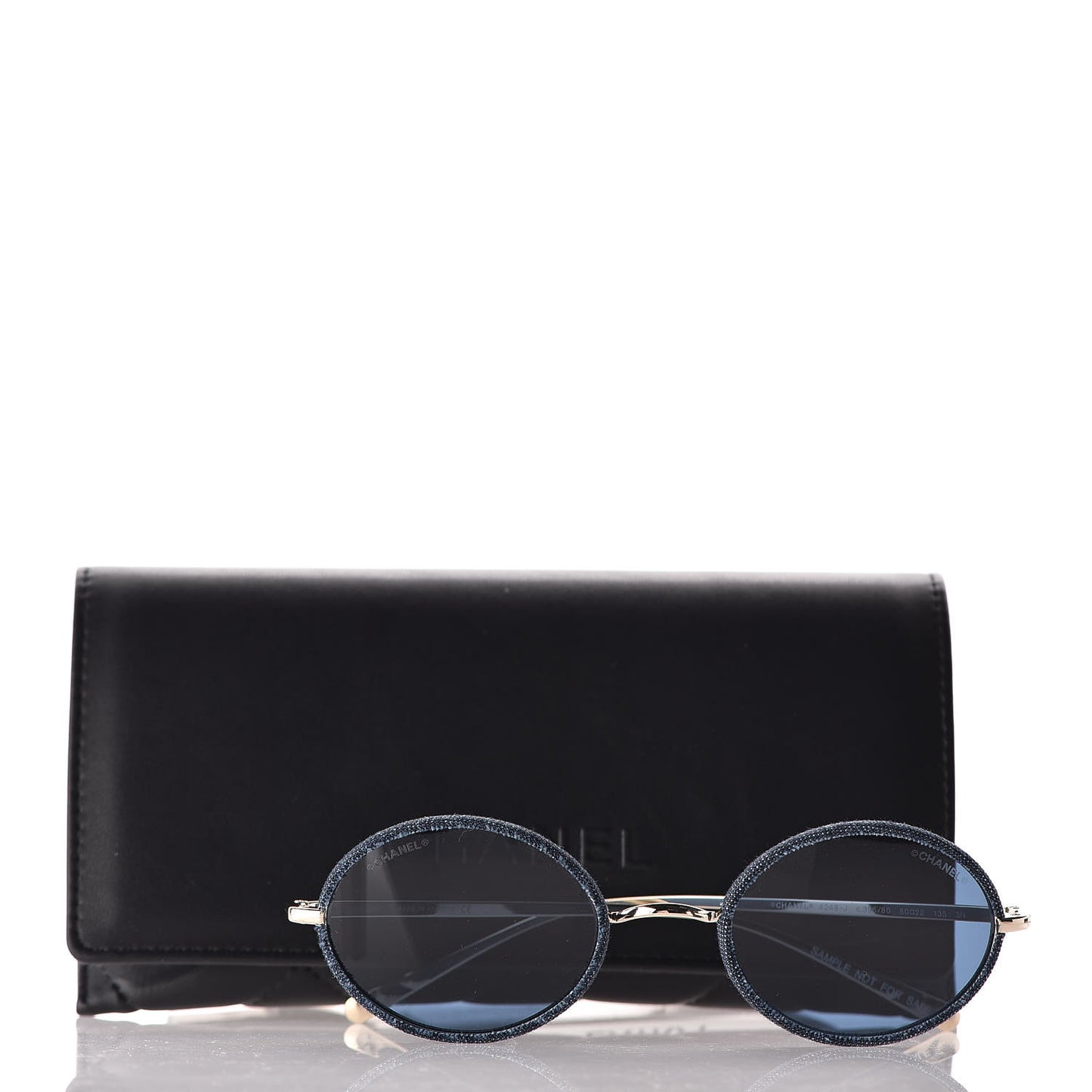 Metal Denim Oval Sunglasses 4248-J Gold Dark Blue