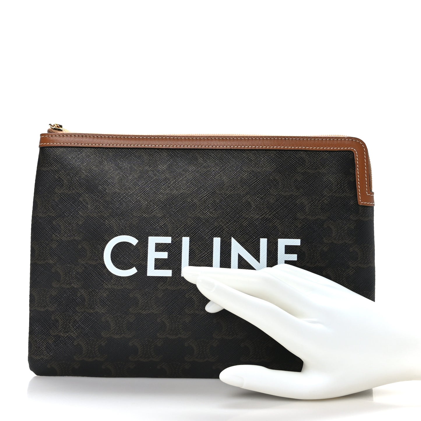 Triomphe Canvas Lambskin Small Pouch Tan