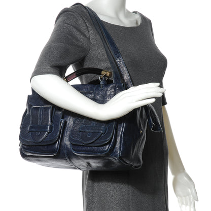 Chloe Leather Saskia Satchel Navy 2 of 7