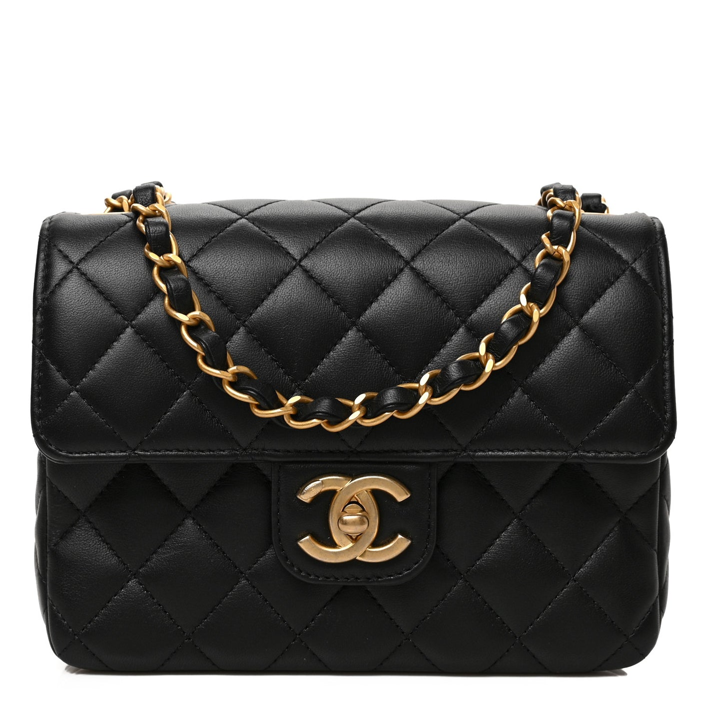 Lambskin Quilted Casino Chips Mini Flap Black