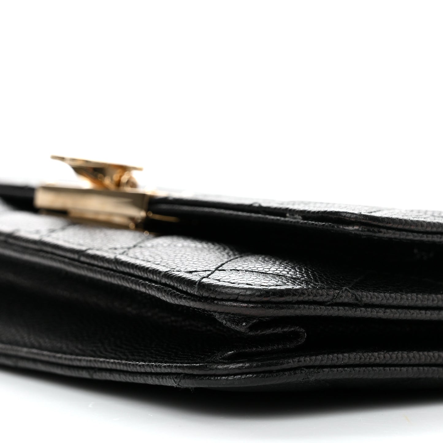 Caviar Quilted Golden Class Wallet On Chain WOC Black