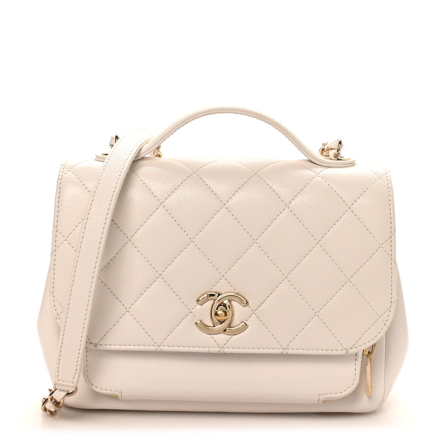 Caviar Quilted Medium Business Affinity Flap White