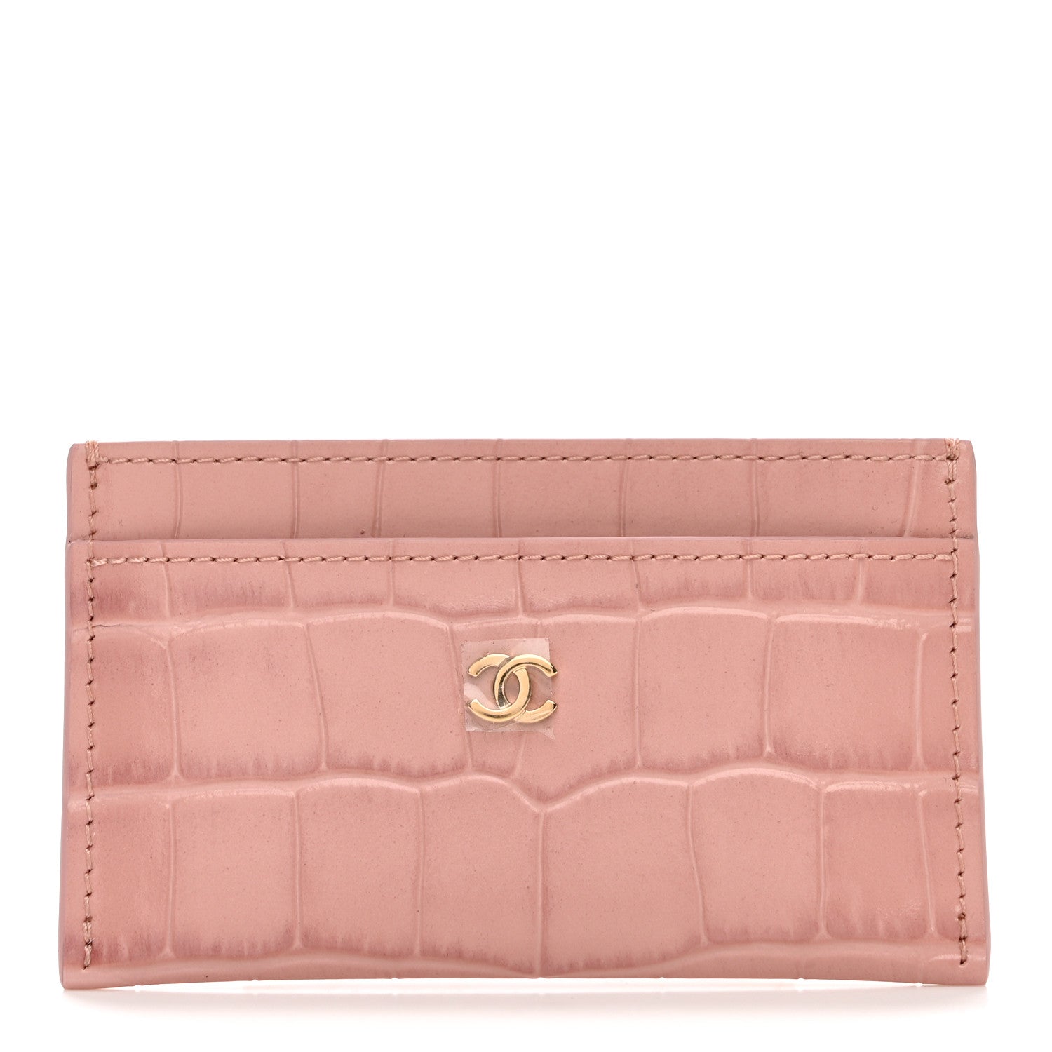 Chanel Calfskin Crocodile Embossed Crococo Card Holder Light Pink 1 of 8