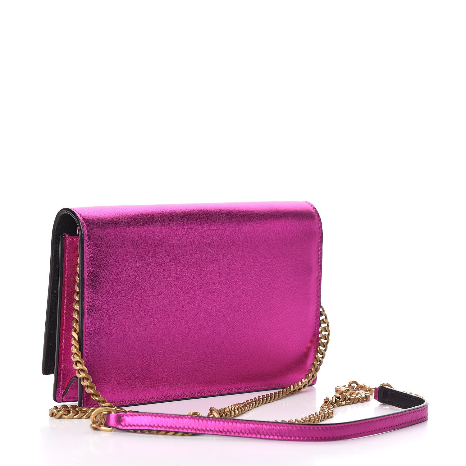 Saint Laurent Metallic Calfskin Classic Monogram Kate Tassel Chain Wallet Fuchsia 3 of 11